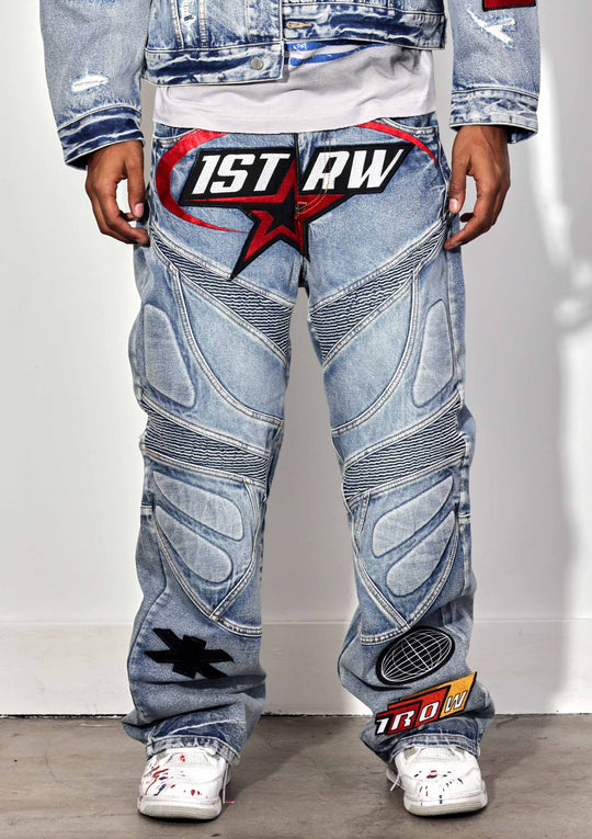 FAST LIFE WASHED DENIM Y2K PANTS