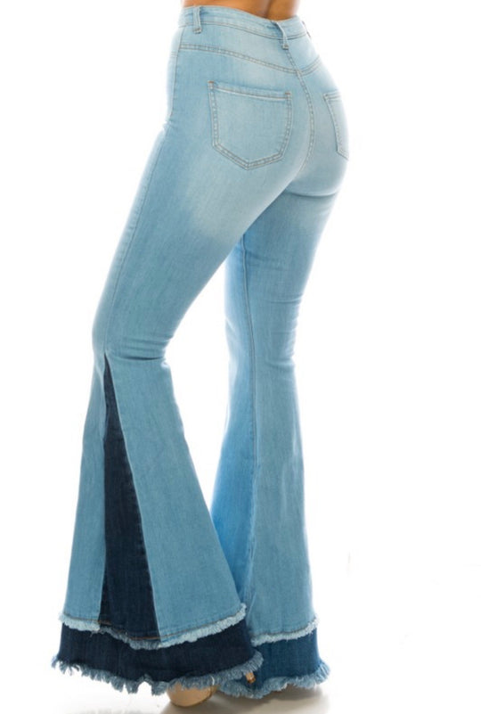 2 Tone Hand Sanded Flare Jeans