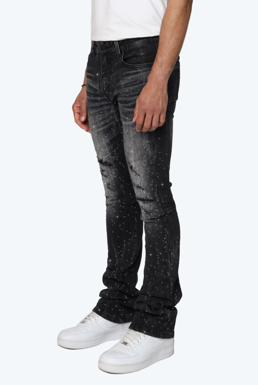 Rhinestone Down Stacked Jeans