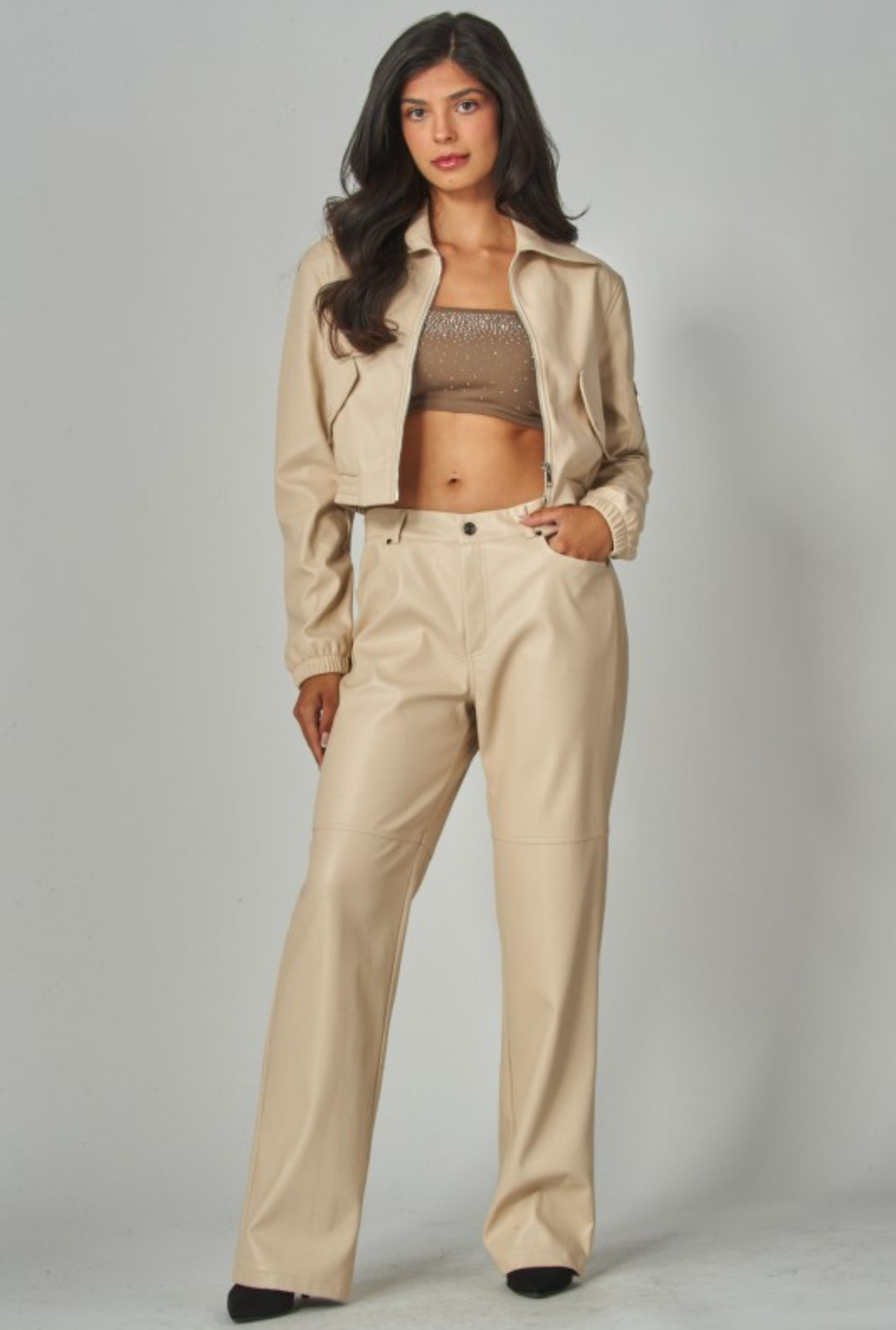 Cool Factor Faux Leather Bomber Jacket