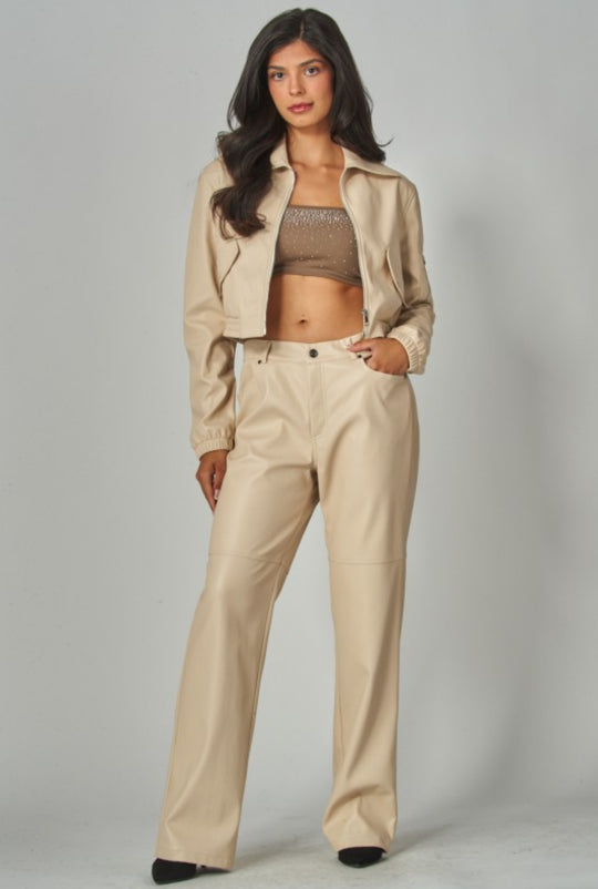 Cool Factor Faux Leather Bomber Jacket