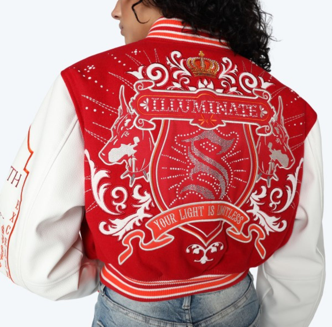 Crop Fit Varsity Pearl Jacket