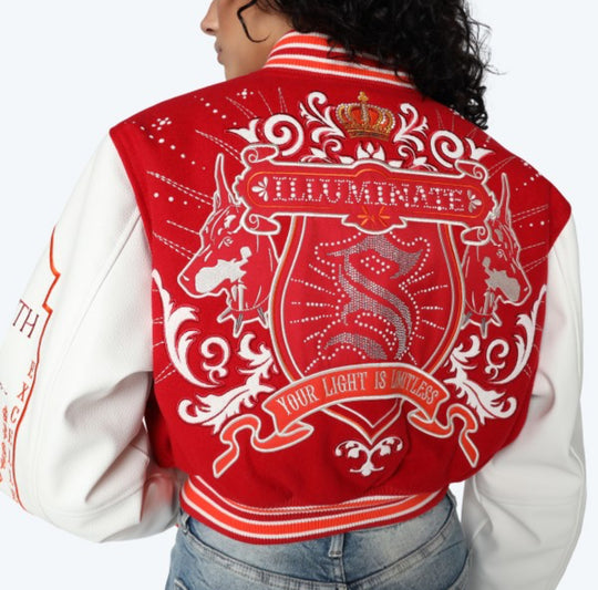 Crop Fit Varsity Pearl Jacket