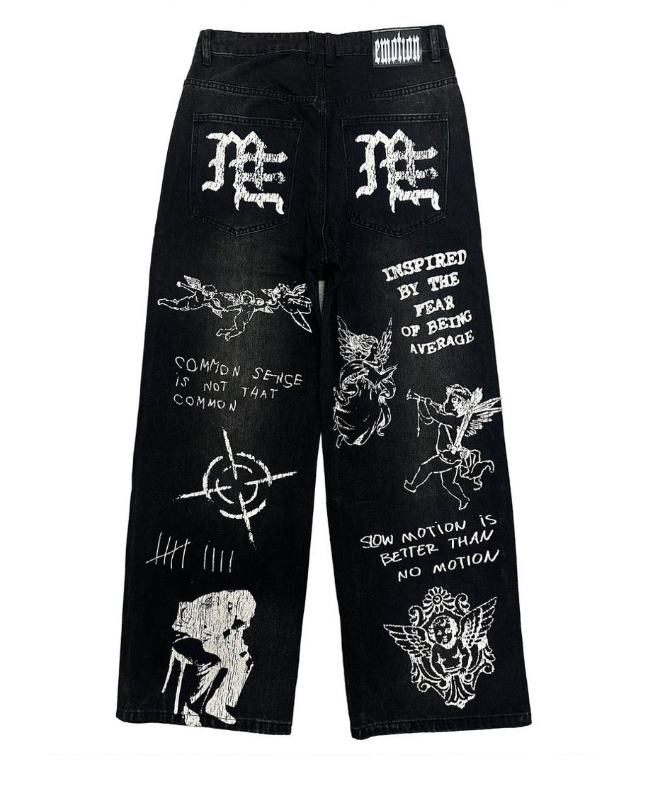 Black Canvas Baggy Jeans
