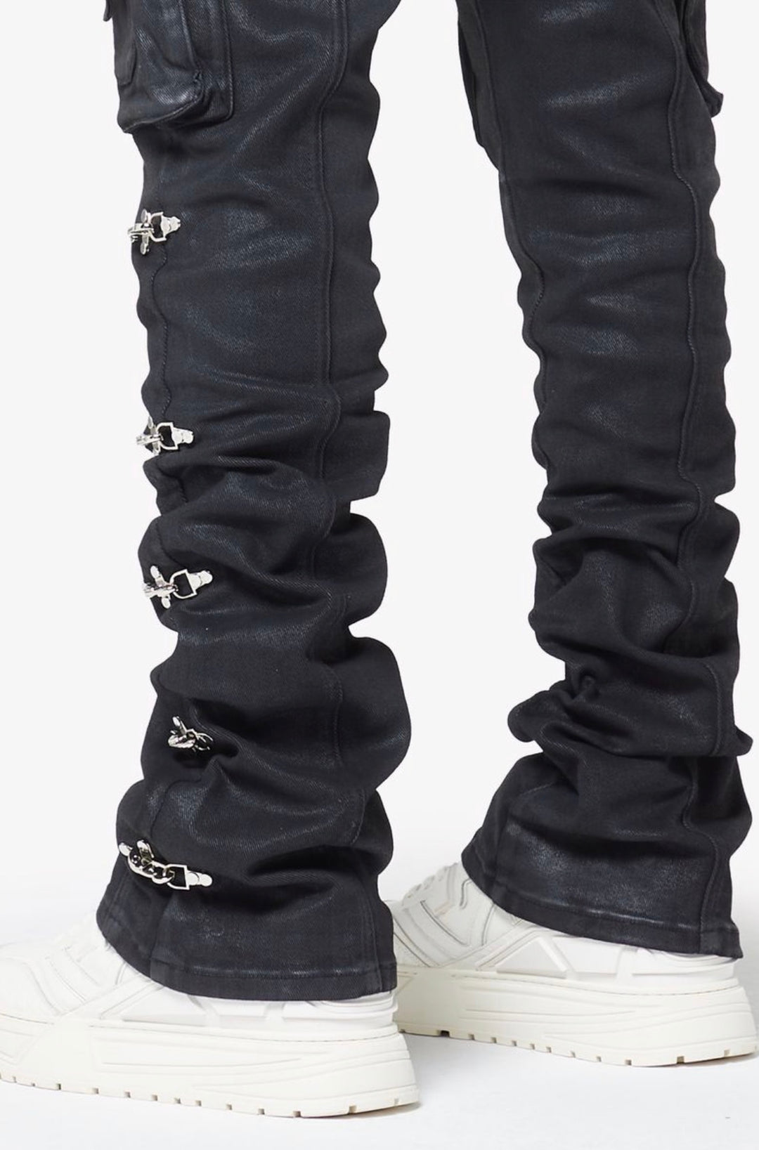 Obsidian Black Waxed Cargo Pants