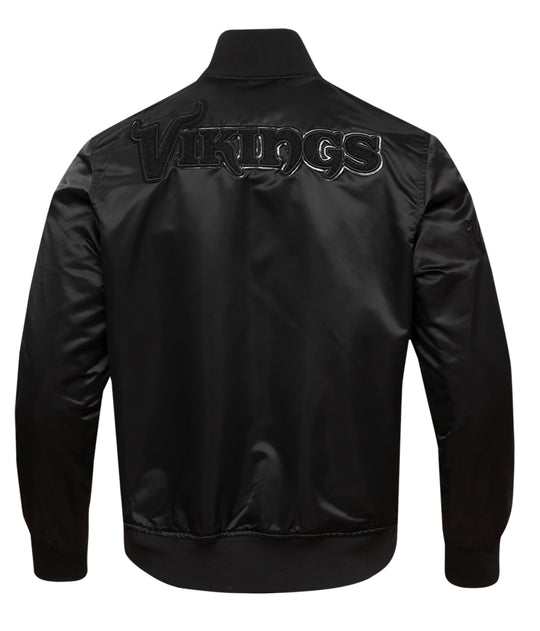 Minnesota Vikings Triple Black Satin Jacket
