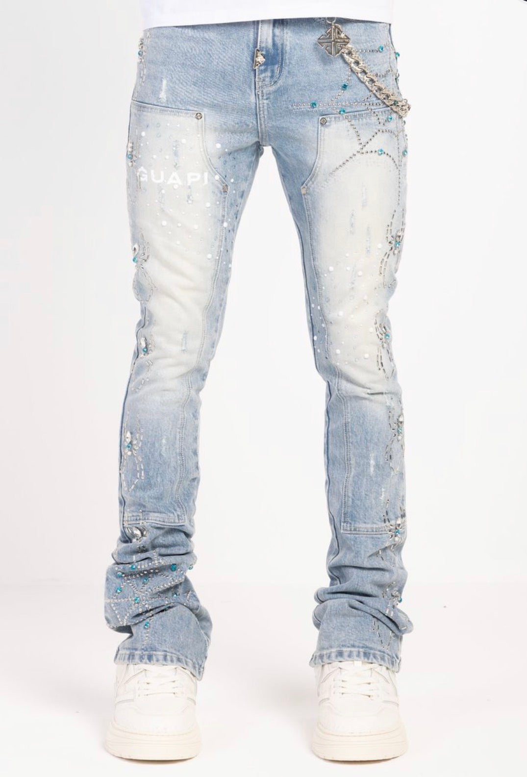 Aqua Blue Spider Jeans