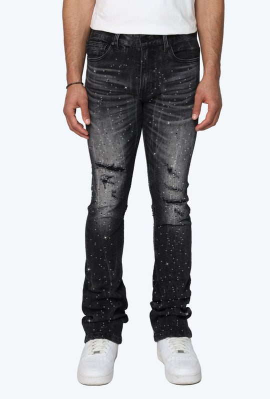 Rhinestone Down Stacked Jeans