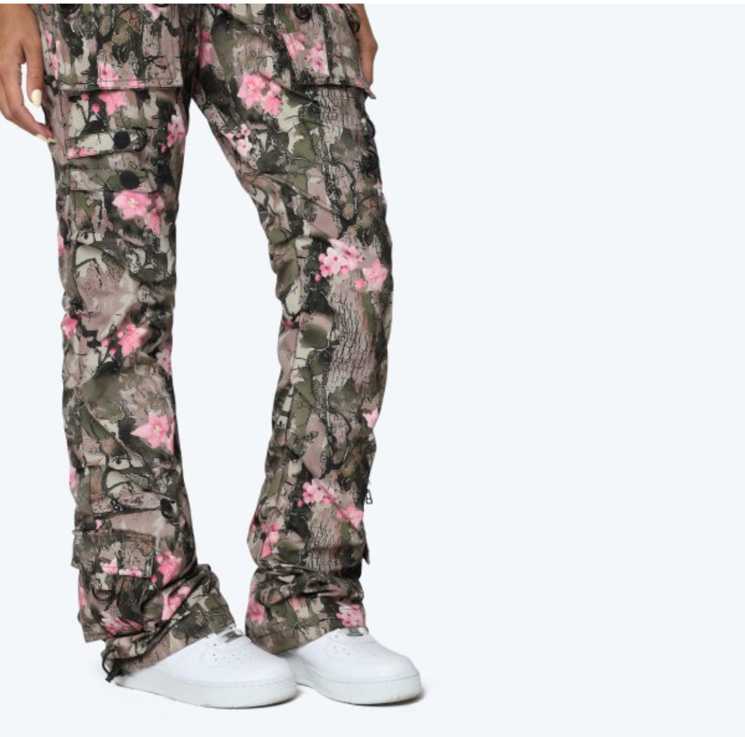 High Rise Camouflage Stacked Jeans