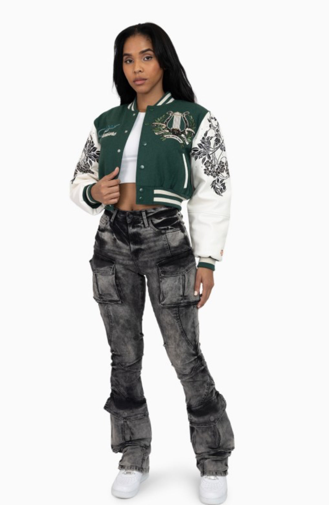 Embroidered Embellished Varsity Jacket