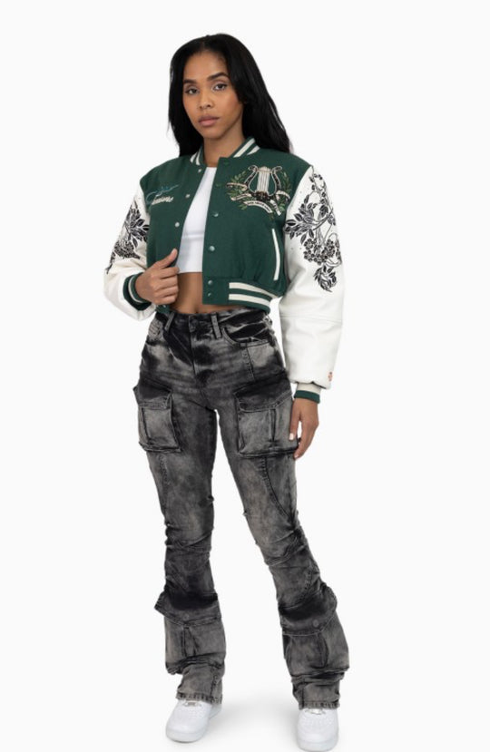 Embroidered Embellished Varsity Jacket