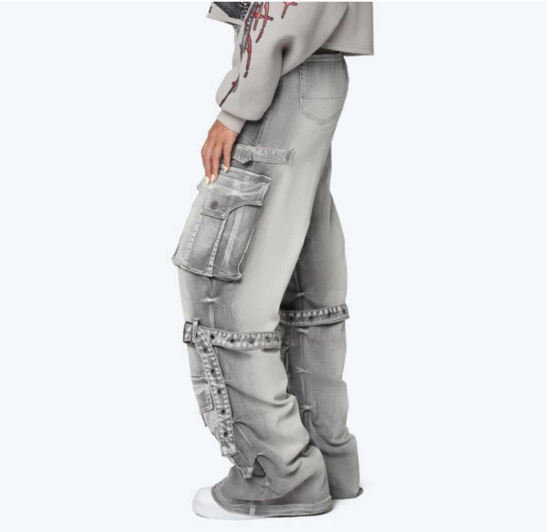 Radiant Grey High Rise Wide Leg Jeans