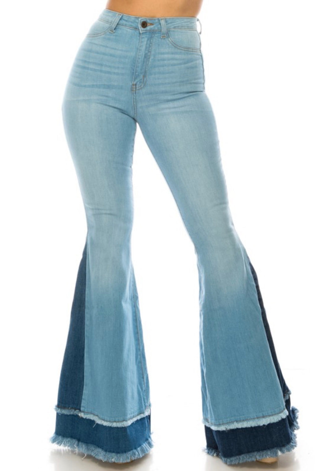 2 Tone Hand Sanded Flare Jeans