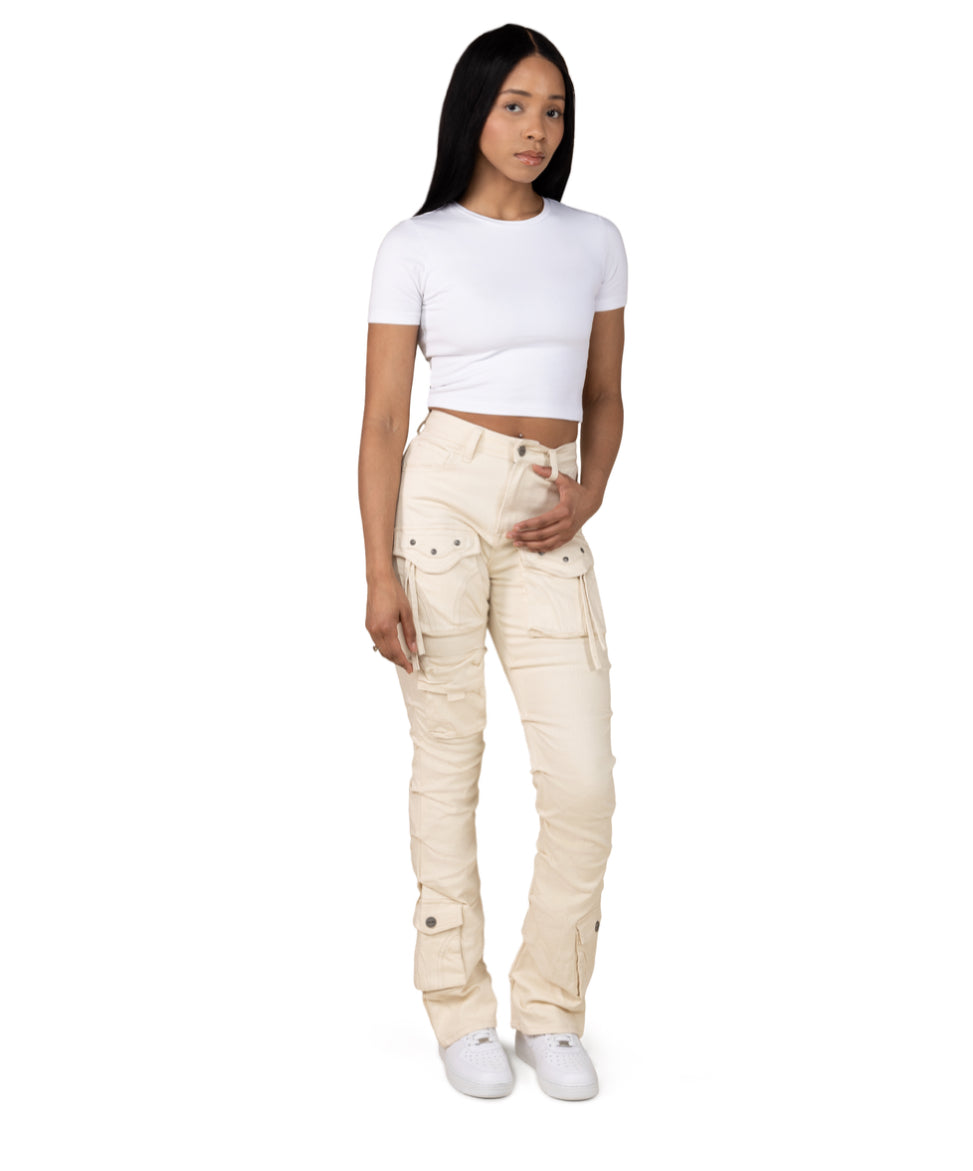 Star studded high rise utility stacked pants