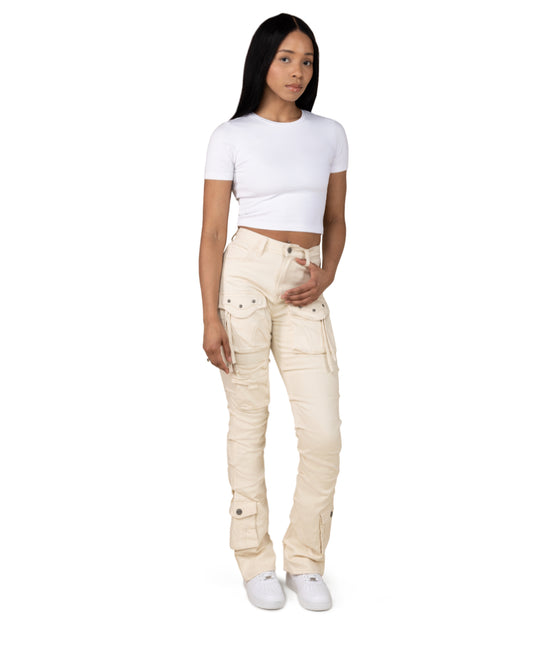 Star studded high rise utility stacked pants