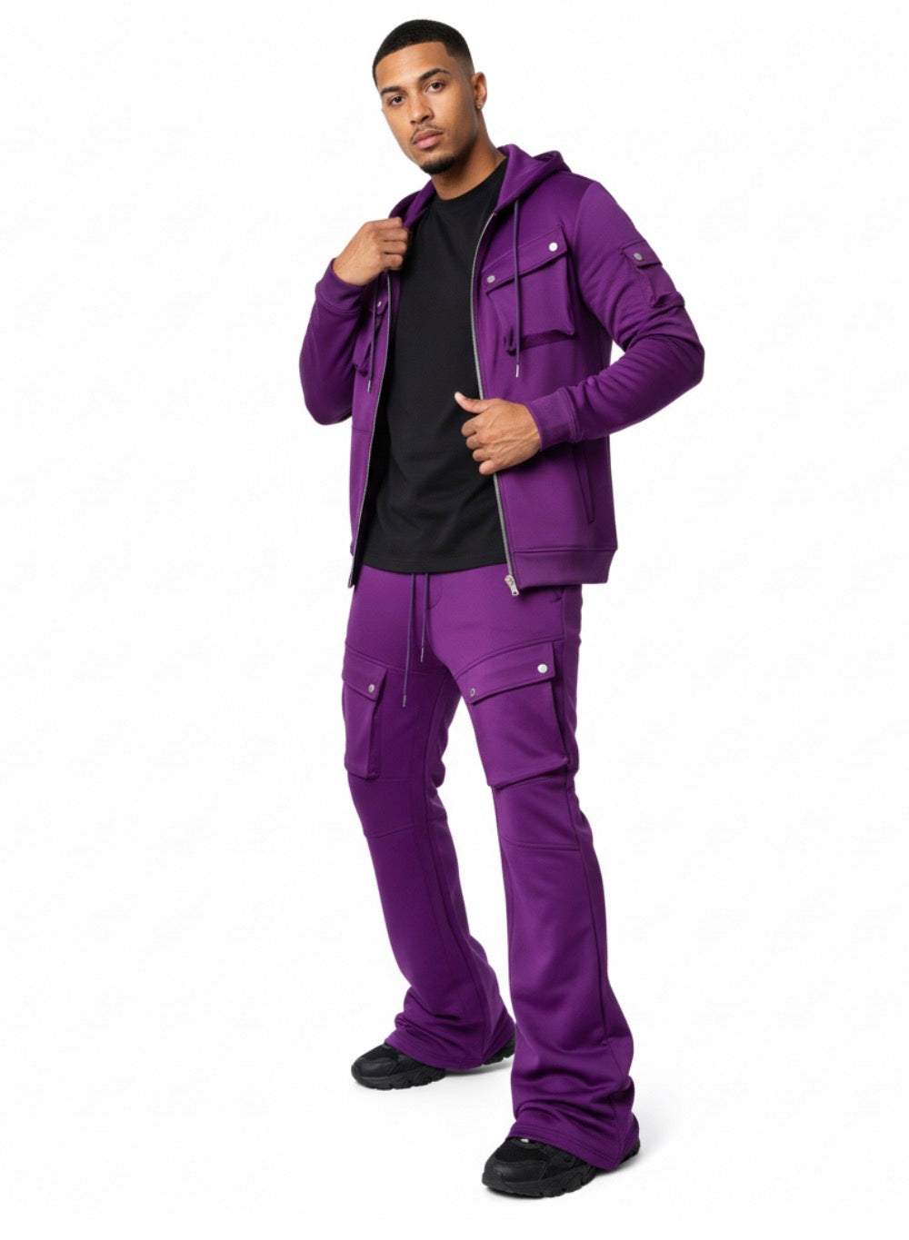 Tricot Hoodie Jogger Set (Multiple Colors)