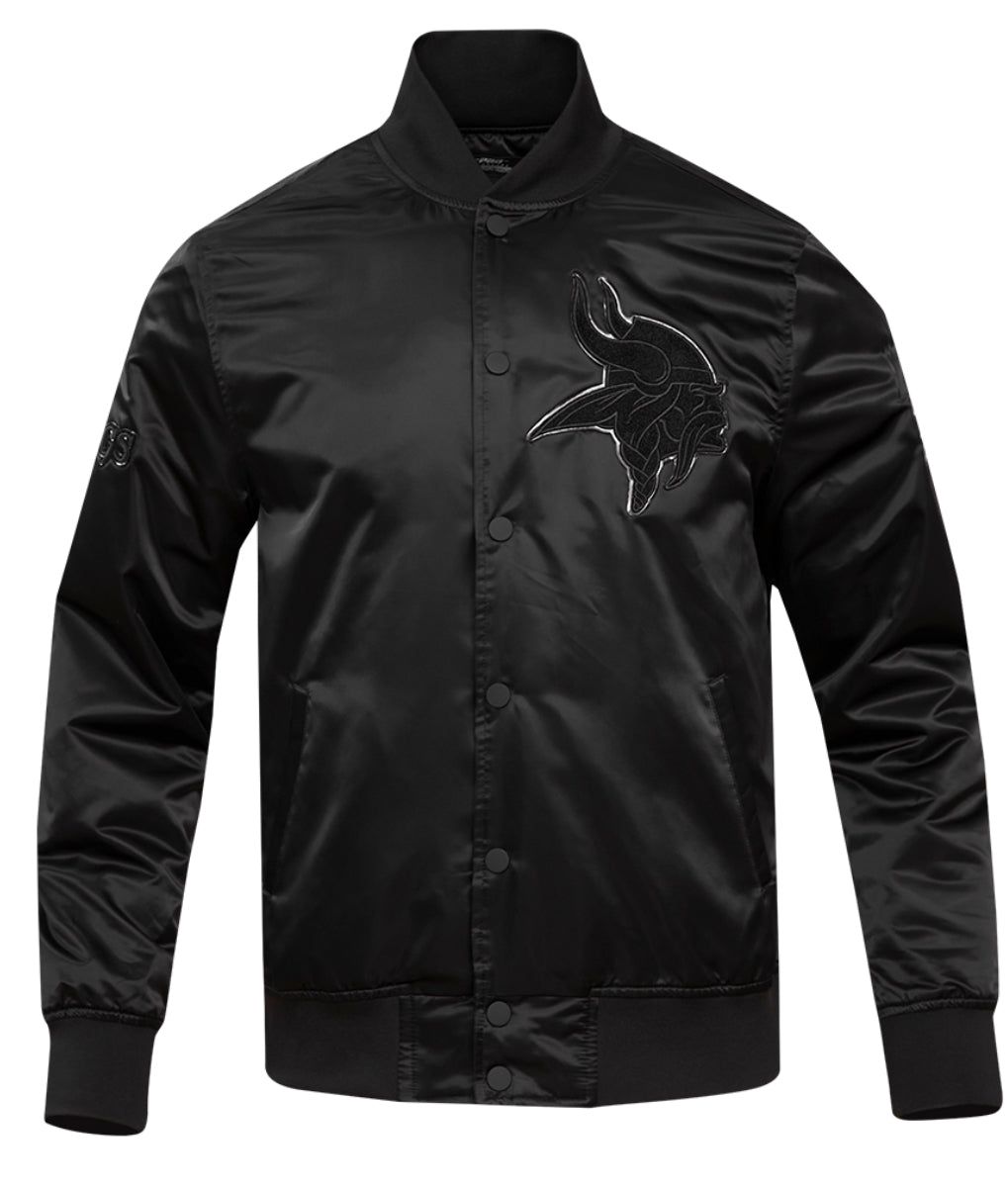 Minnesota Vikings Triple Black Satin Jacket