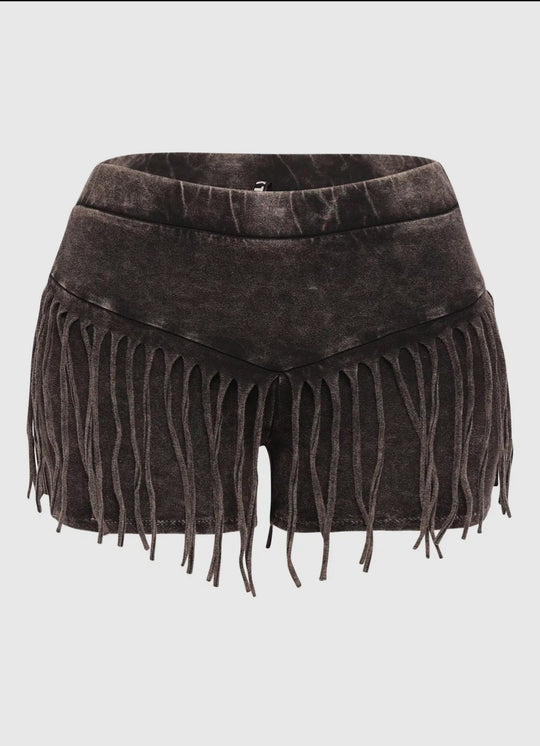 Mineral Wash Fringe Shorts Set