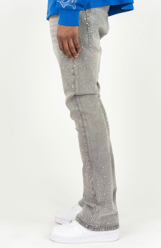 Rhinestone Stacked Jeans