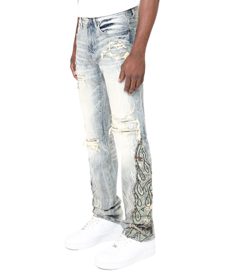 Flame on tapestry jeans