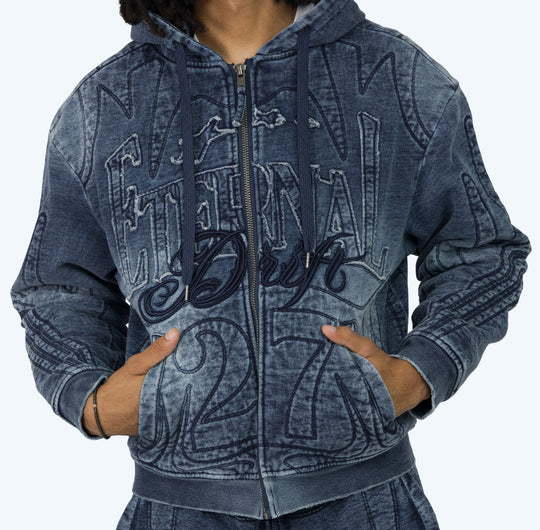 Denim Embossed Fleece Set (Multiple Colors)