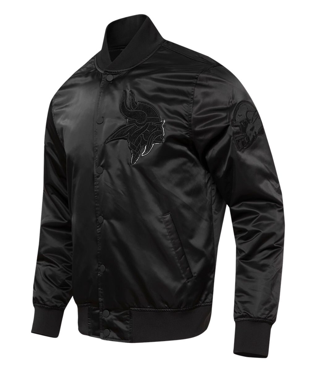 Minnesota Vikings Triple Black Satin Jacket