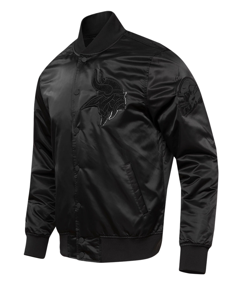 Minnesota Vikings Triple Black Satin Jacket
