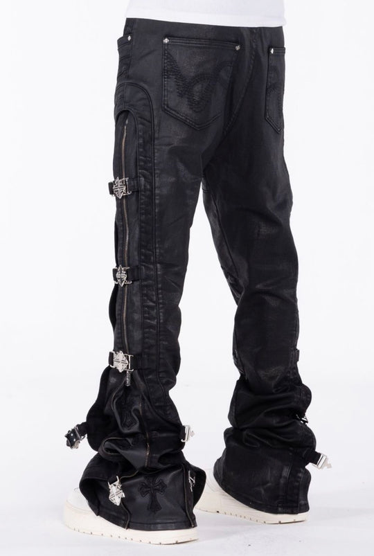 Black Cross Buckle Jeans