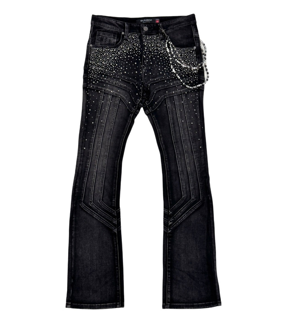 Gunzinii Stoned Embellished Stacked Jeans