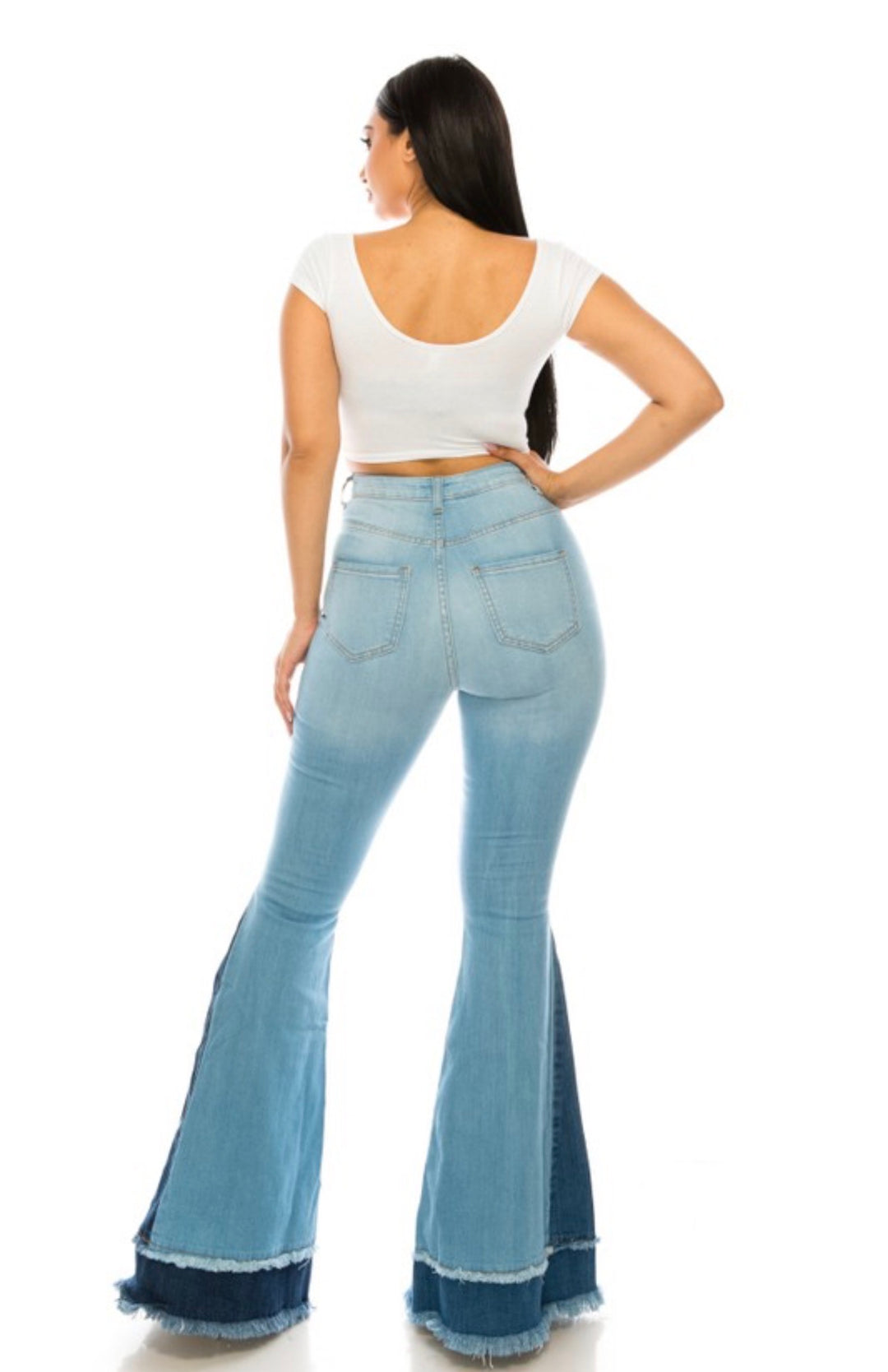 2 Tone Hand Sanded Flare Jeans