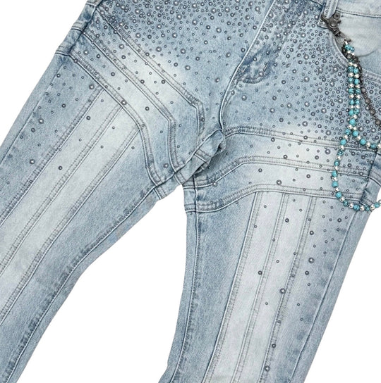 Gunzinii Stoned Embellished Stacked Jeans