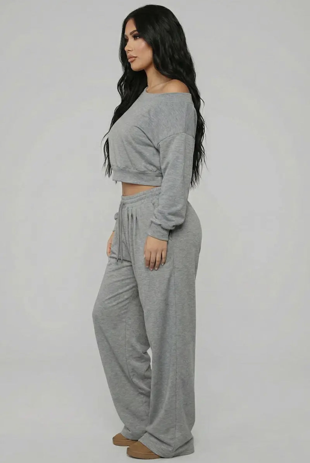 French Terry Off Shoulder Lounge Set