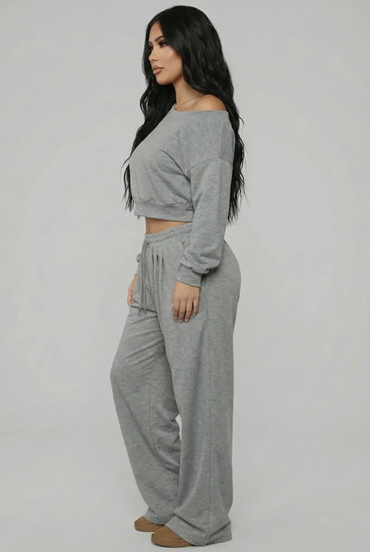 French Terry Off Shoulder Lounge Set