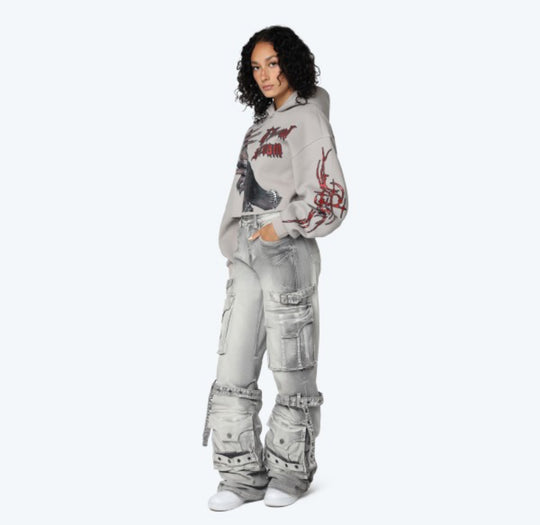 Radiant Grey High Rise Wide Leg Jeans