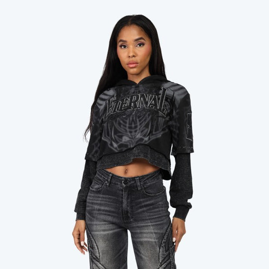 Eternal Cropped Hoodie Wide Leg Jean Set