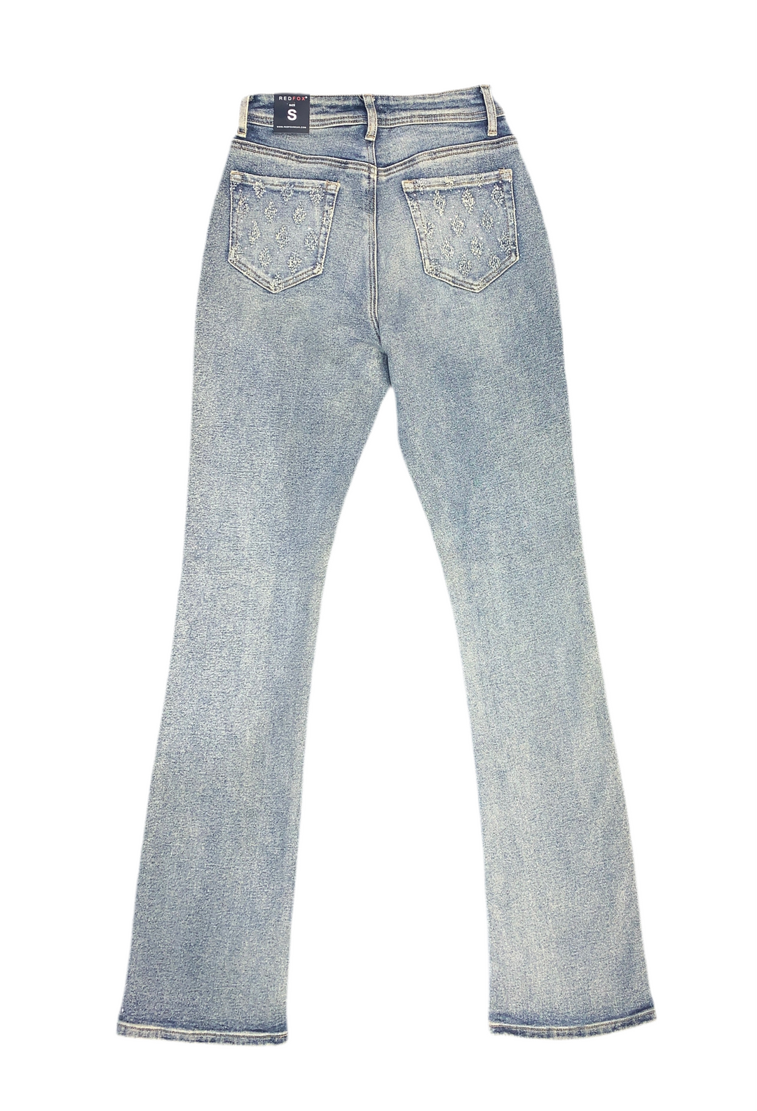 Stacked Rhinestone & Rivet Embedded Jeans