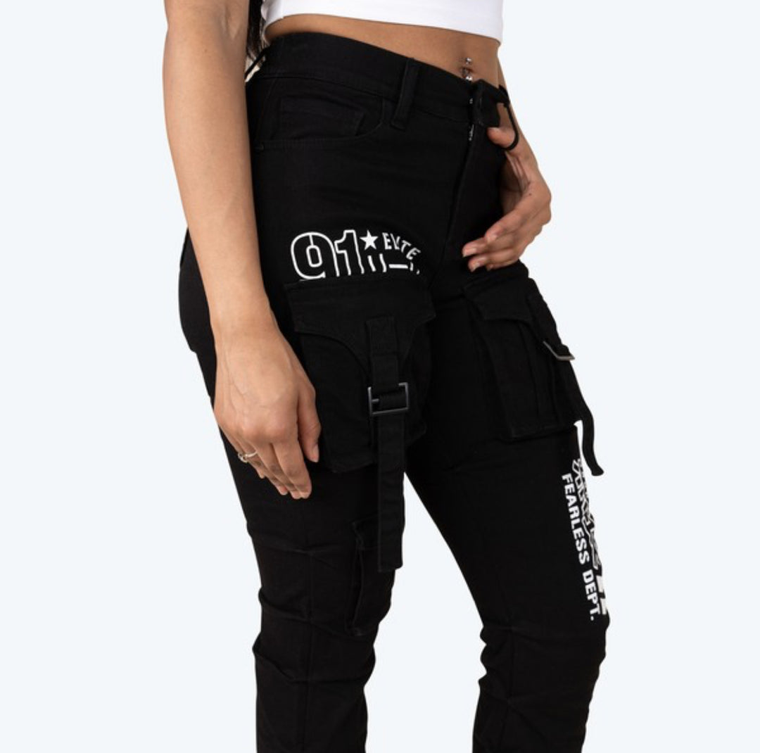 High Rise Printed Stack Twill Pants