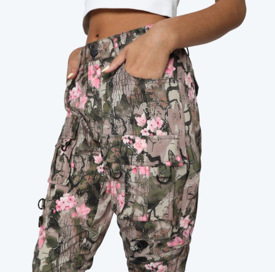 High Rise Camouflage Stacked Jeans