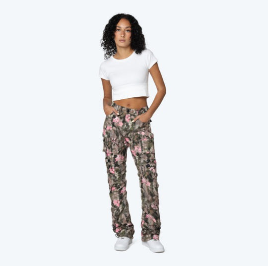 High Rise Camouflage Stacked Jeans