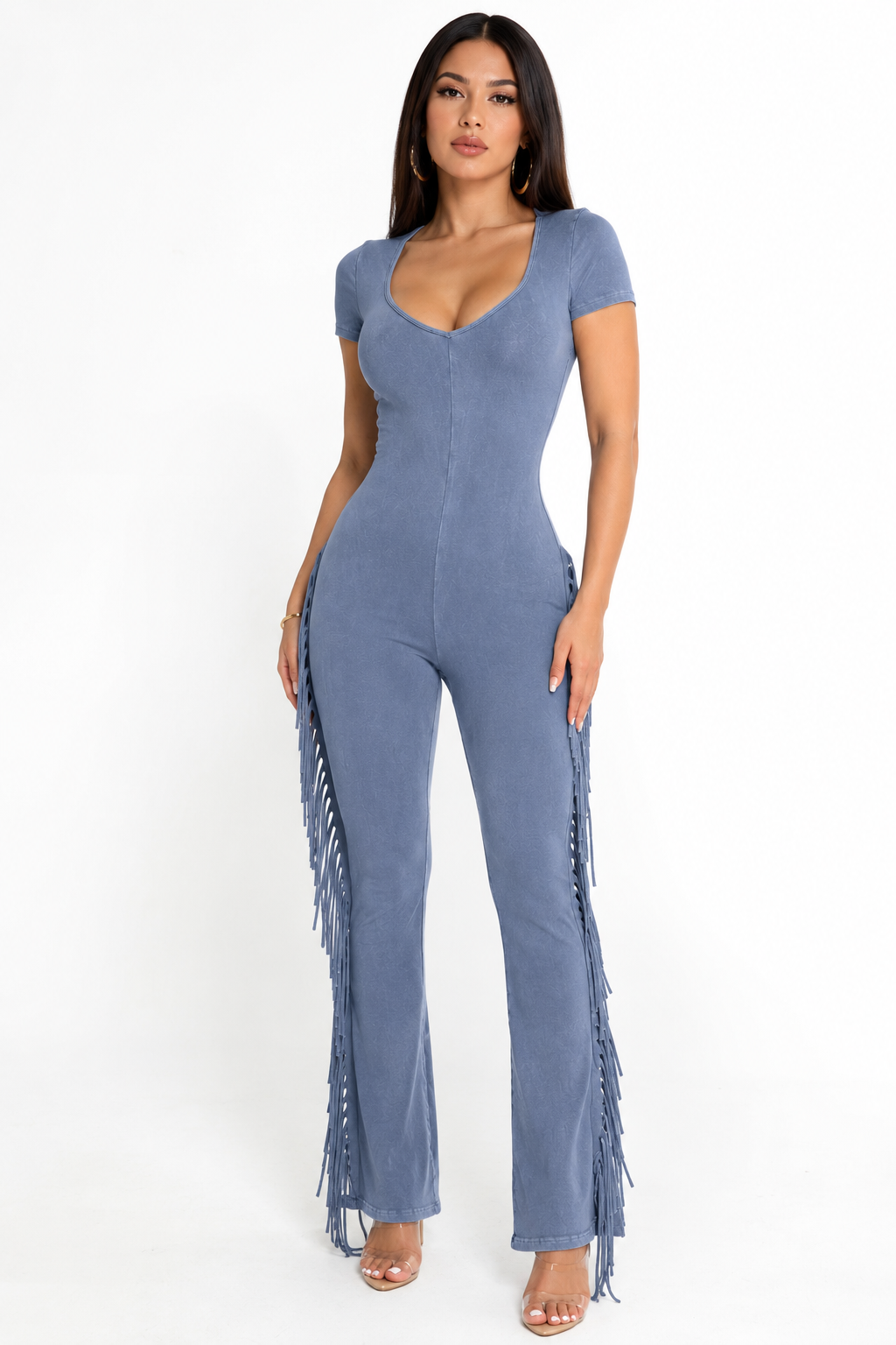 Mineral Wash Fringe Jumpsuit