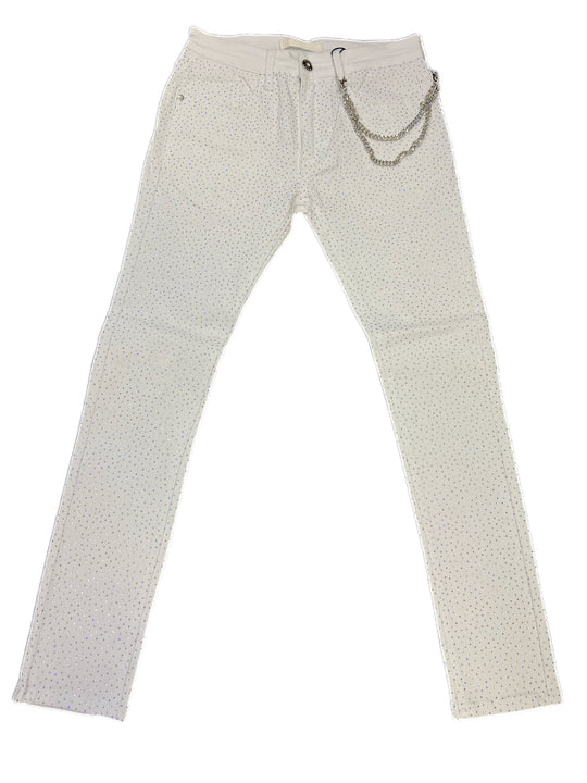White Rhinestone Skinny Jeans