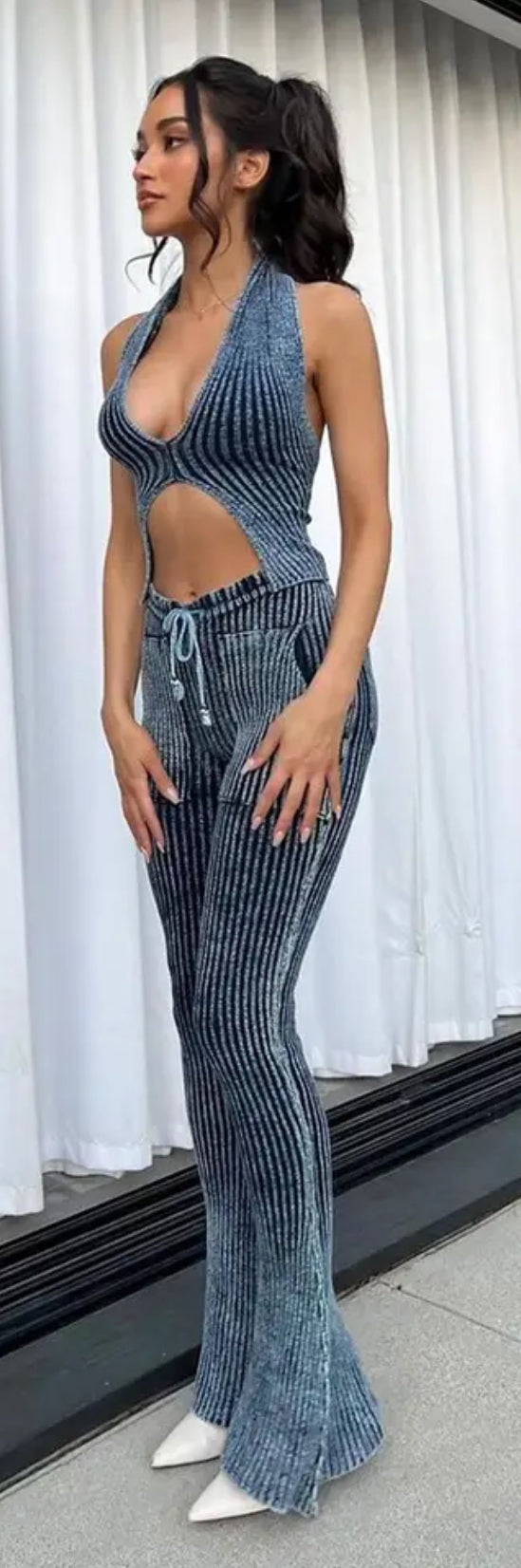 Blue Knitted 2 Piece Set
