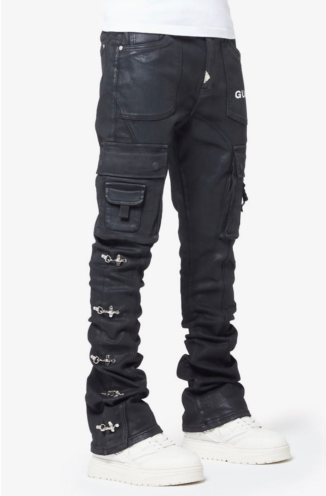 Obsidian Black Waxed Cargo Pants