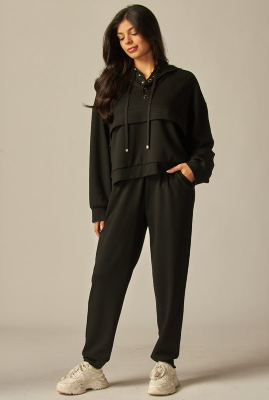 Double Soft Hoodie And Slim Cuff Pant Set