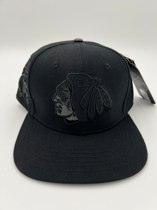 Chicago BlackHawks Triple Black SnapBack Hat
