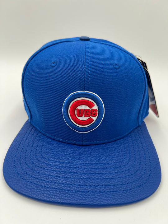 Chicago Cubs Learher Brim SnapBack Hat