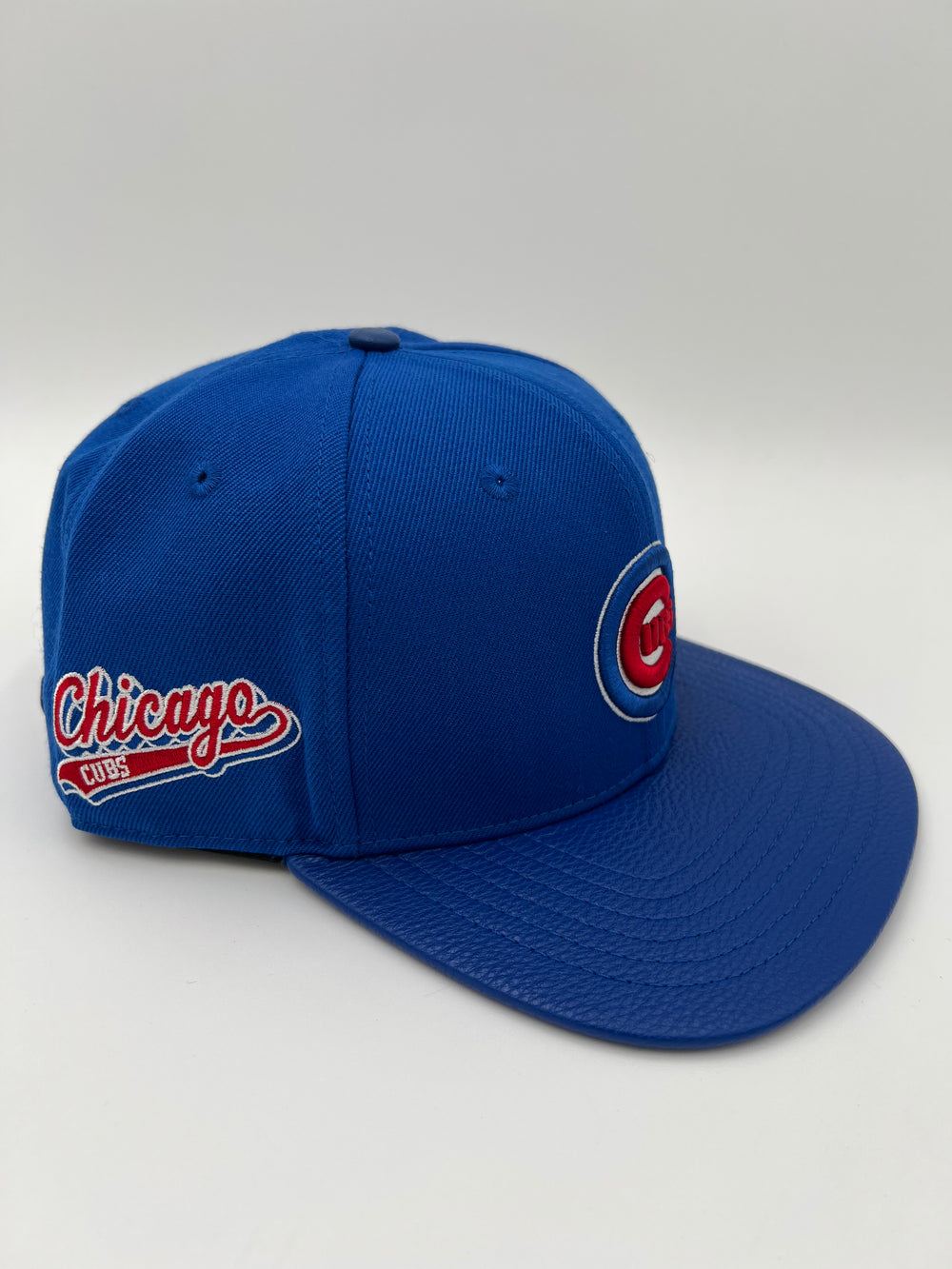Chicago Cubs Learher Brim SnapBack Hat