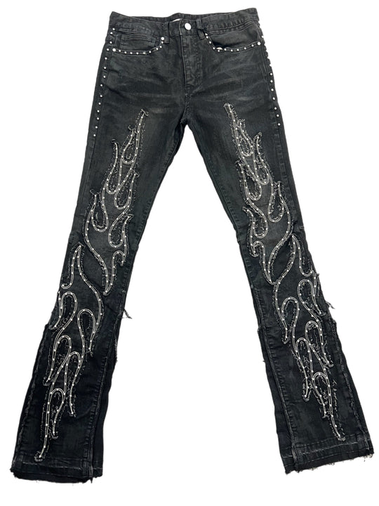 Rockstar status wash denim stacked jeans