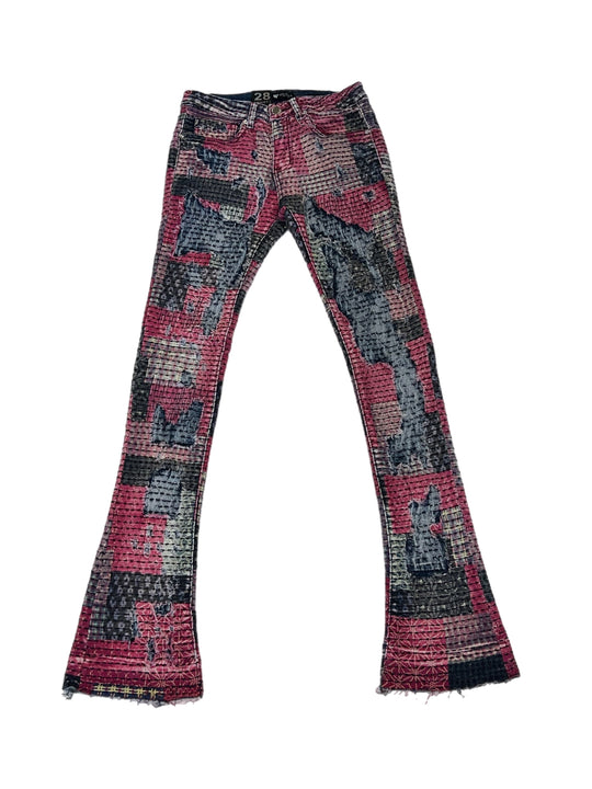 Brick city multi color stacked pants