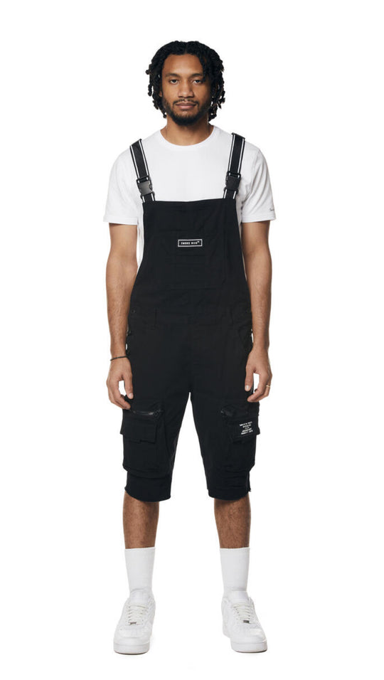 UTILITY TWILL BLACK OVERALL SHORTS